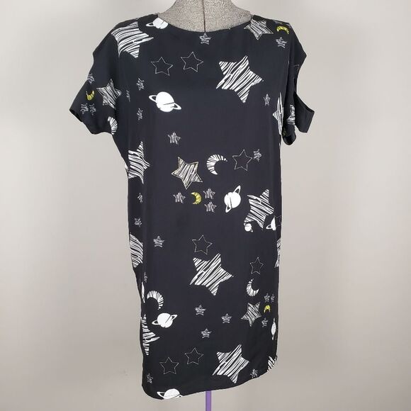 DO+BE Galaxy Stars and Moon Cut-out Sleeve Dress Size M - Picture 1 of 5